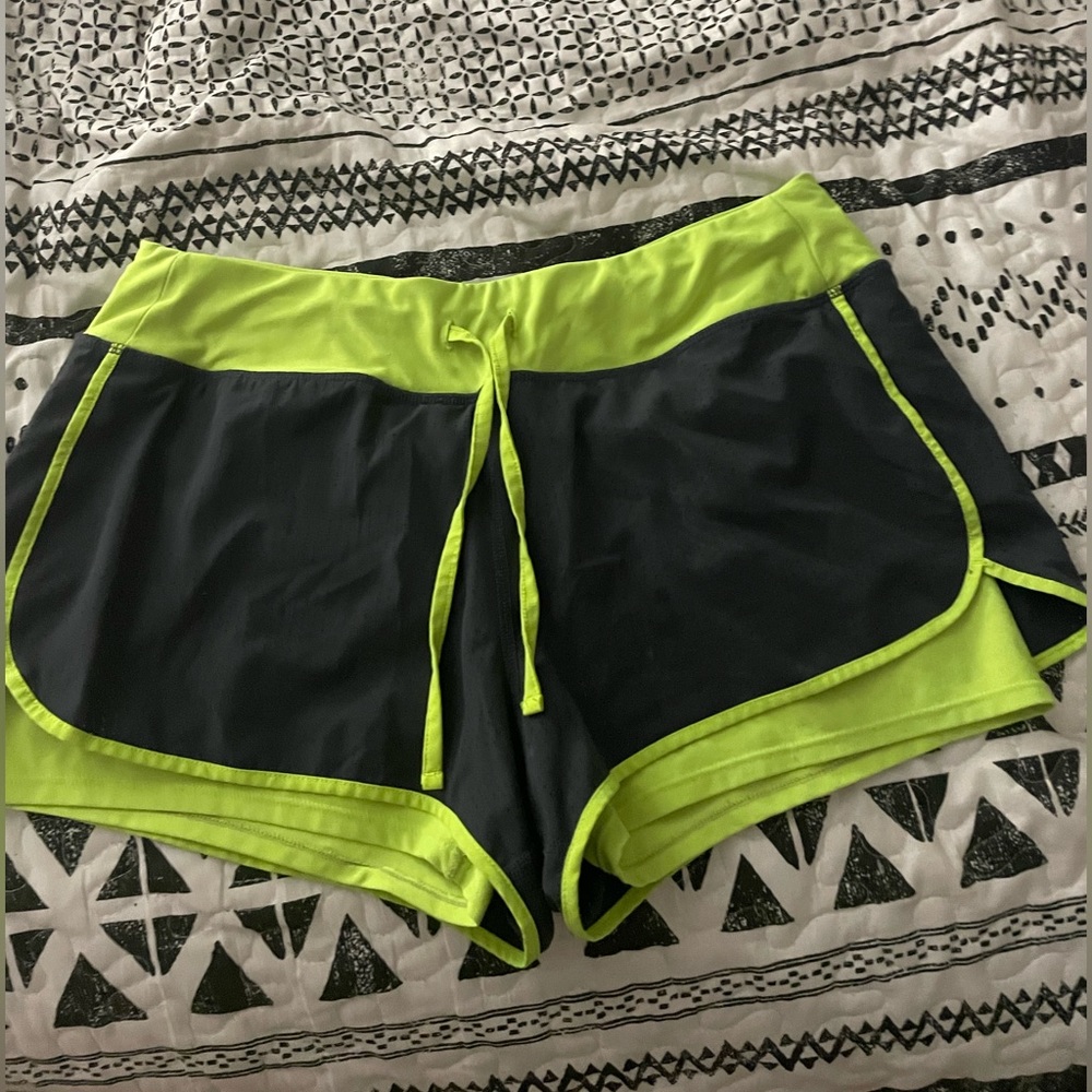 large green and grey shorts